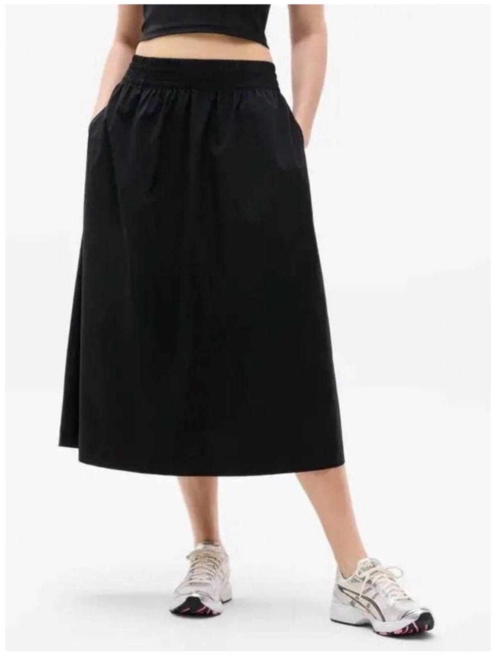 Athleta Midday mid-rise Cotton Skirt A-Line Black Size Medium